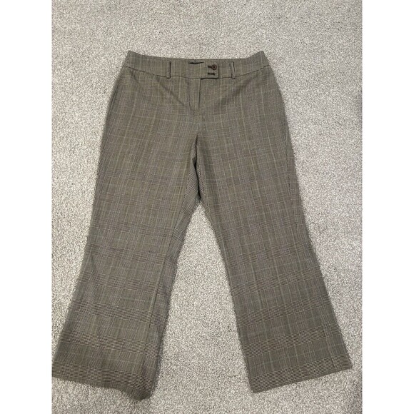 Anne Klein Pants - Anne Klein 95% Worsted Wool.Brown Plaid Pull On Dress Pants Womens 12P